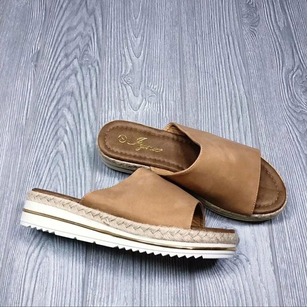 Lynx Joey espadrille slide sandal cognac 7.5 NEW